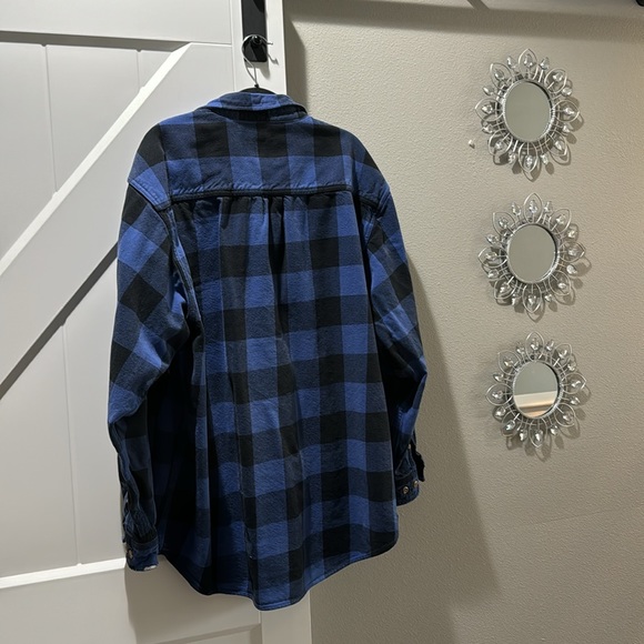 Field & Stream Mens Large Blue and Black Thick Flannel Button Shirt - Picture 2 of 6